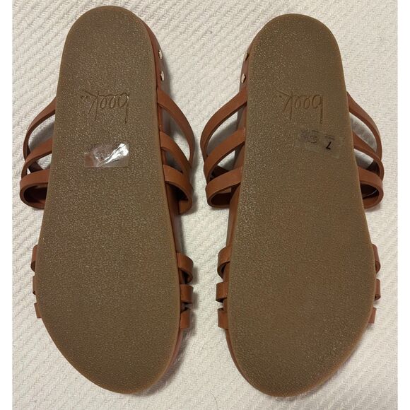 NWOT Beek Motmot Footbed Leather Slide Sandals, Cognac, Sz. 7 - Picture 4 of 7